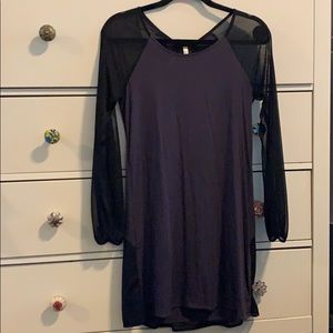 Fluxus Long Sleeve Mini Dress - Sheer Sleeves+ Open Back